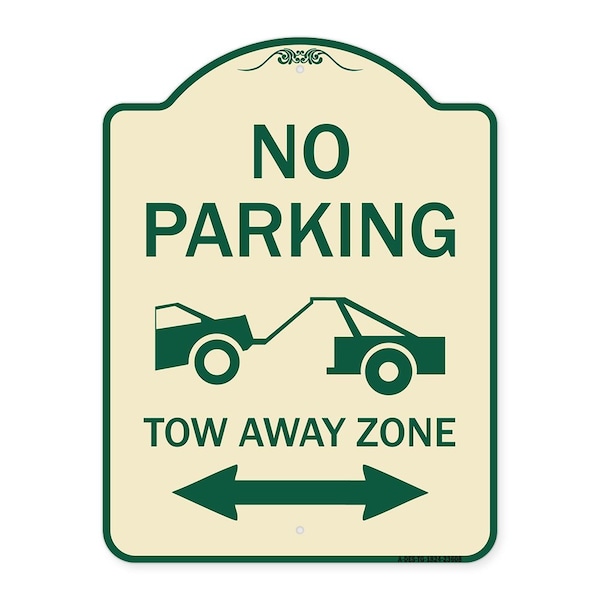 Signmission No Parking Tow-Away Zone W/ Bidirectional Arrow Heavy-Gauge Aluminum Sign, 24" x 18", TG-1824-23608 A-DES-TG-1824-23608 - main
